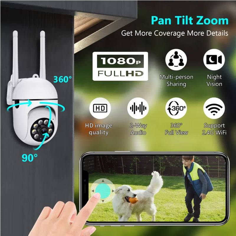 1080P WiFi Security Camera — Night Vision & PTZ Indoor Control